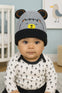 Gray Bear Head Embroidery Winter Woolen Warm Cap CP5072B